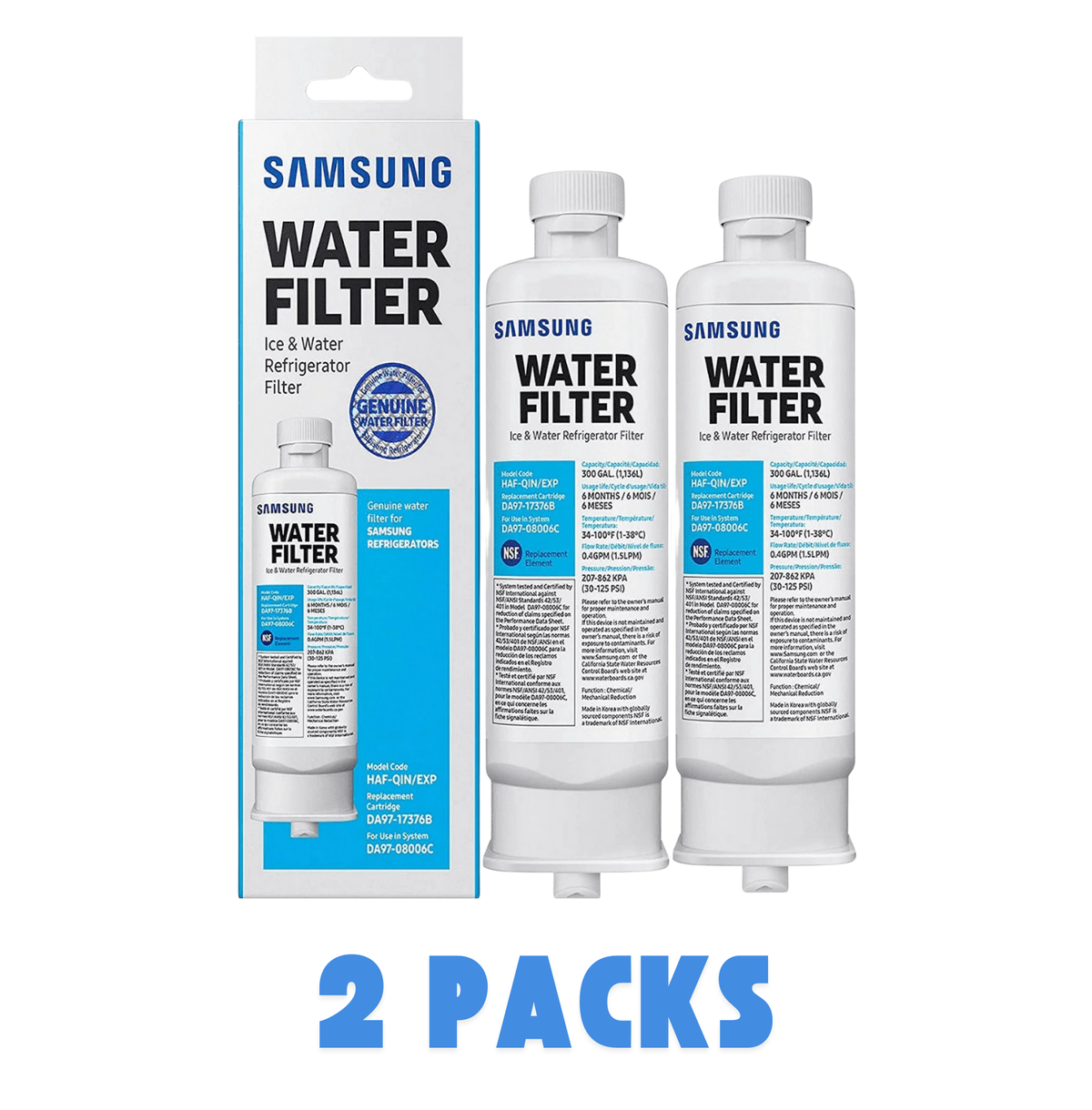 Samsung® DA97-17376B HAF-QIN/EXP Refrigerator Water Filter - Pack of 2