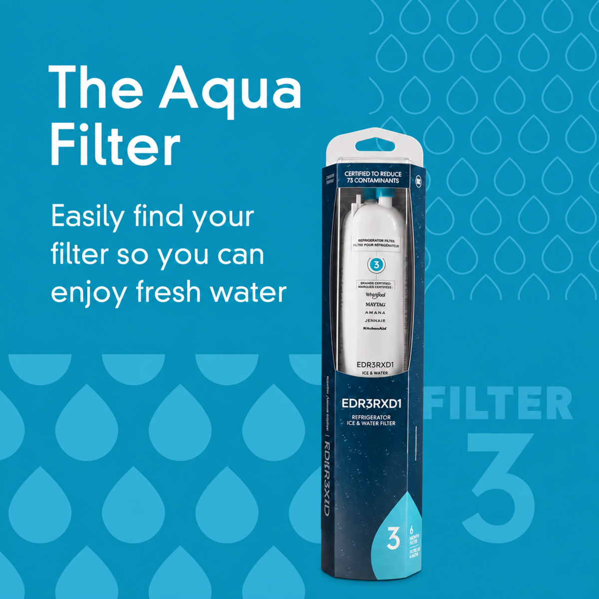 EDR3RXD1 Refrigerator Water Filter - Replacement for Whirlpool & Everydrop® Filter 3