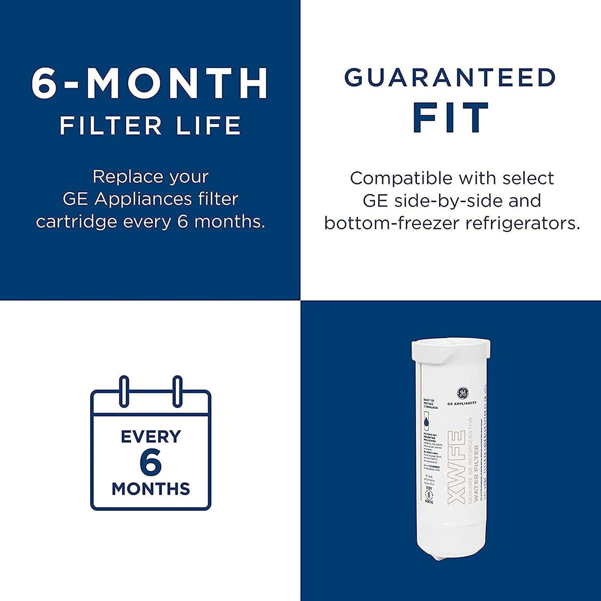 GE® XWF Replacement Refrigerator Water Filter - Genuine